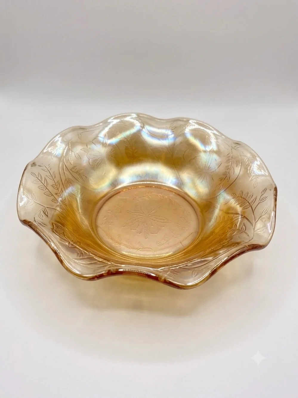 Vintage Carnival Glass Serving Plates Set of 4 Iridescent Marigold serving Plate
